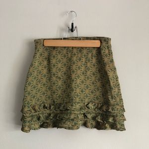 Molly Green side zip ruffle mini skirt